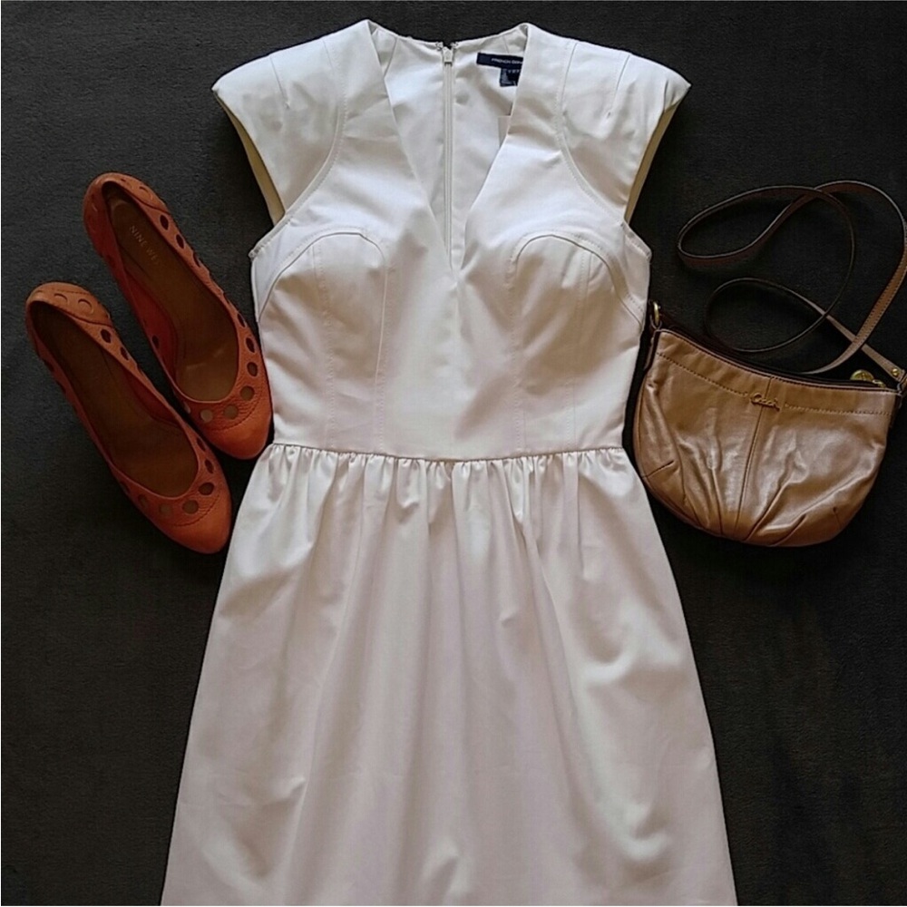 NWT! French Connection Cap Sleeve Dress - cream, size 6